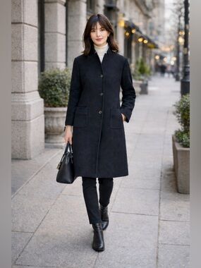 Jil‎ Sander Italy 100% Cashmere Coat Black Size 36 Quiet Luxury